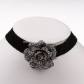 Punk Vintage Flower Charm Black Velvet Sexy Lace Choker